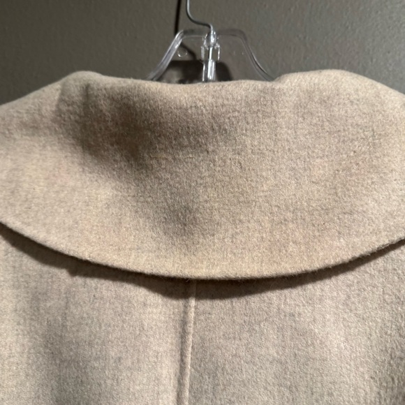 Tweeds Beige Collared Wool Blend Jacket Pea Coat Women Size XL - Picture 5 of 8